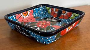 BR1 - Pottery Dish - Hand-Painted Floral Ceramic Tray