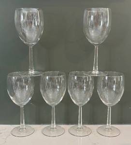 LR - Six Wine Glasses - Clear Stemware