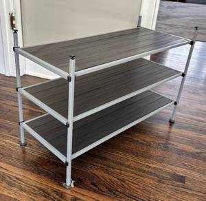 BR1 - Shoe Stand - Metal Frame with Dark Wood Slats