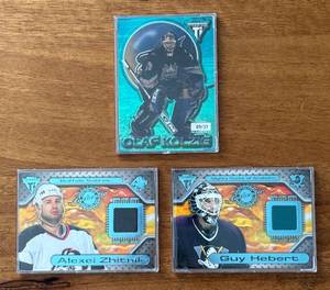 K - 2001 Titanium Hockey Cards - Olaf Kolzig, Alexei Zhitnik and Guy Hebert