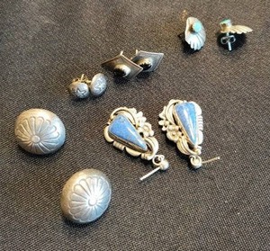 Sterling Silver Turquoise Earrings Set - Southwestern Native American Style