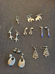 Southwestern Sterling Silver Turquoise Jewelry Set - Earrings, Pendants & Charms