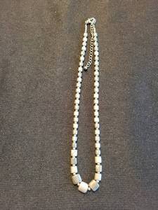 Silver-Tone Square Bead Necklace with Extender Chain