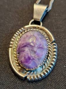 Sterling Silver Amethyst Oval Pendant Necklace with Rope-Edge Bezel