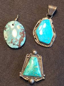 Gilbert Nelson Sterling Turquoise Pendants (Lot of 3)