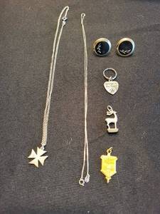 Maltese Cross Pendant on Chain & All-U Council Shield Charm, Paw Heart Charm, Deer Charm, Cufflinks