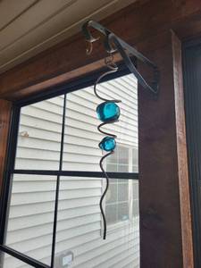 Turquoise Glass Bead Spiral Wind Chime - 3 Faceted Orbs Hanging Ornament
