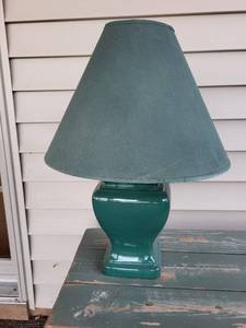 Teal Ceramic Table Lamp with Fabric Shade