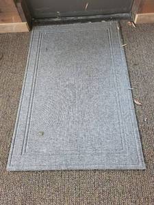 Gray Woven Door Mat - Textured Entryway Rug With Double Border