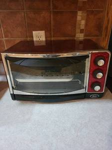 Oster Countertop Toaster Oven - Red with 3 Knobs, Tray & Rack