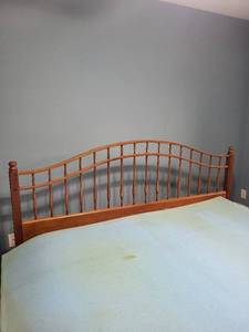 Wooden Bed Headboard - 80W x 47H, Curved Slat Design