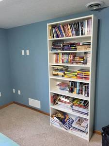 White Wood Bookcase - Tall Open-Shelf Unit 31W x 11D x 79H