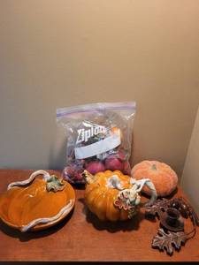 Decorative Pumpkin Ceramic Set - AutumnHalloween Table Decor