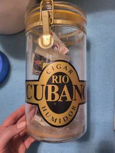 Rio Cubano Humidor Glass Jar - Cigar Humidor With Assorted Collectibles Inside