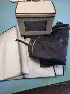 Portable Wardrobe Organizer with Windowed Cover and Interior Dividers