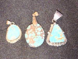 LT Sterling Vintage Turquoise Pendants (Lot of 3)