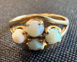 14K Gold Opal Cluster Ring - Cabochon Opals