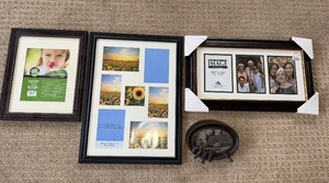 Set of 4 Picture Frames - Sunflower Collage, 3-Opening Family Frame, Oval Bird Accent