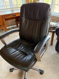 Black Leather Executive Office Chair - High Back, 5-Star Base, Adjustable