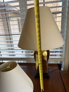 Table Lamp - Gold Tone Glass Body with Cream Fabric Shade