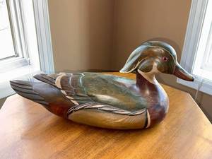 Sam Taber Ducks Unlimited Carved Wooden Duck Decoy - Signed