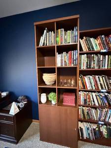 Wood Bookcase with Cabinet Base - 86 in H x 28.5 in W x 15 in D