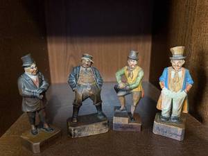 Dickens Character Wood Figurines - Mr. Micawber, Artful Dodger, Adam Waller (Lot of 4)
