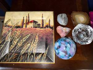 Wiens Farmhouse Landscape Framed Print - 11 inch Square Gold Frame