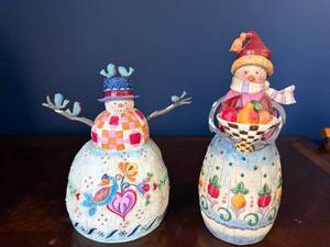 Heartwood Creek by Jim Shore Snowman Figurines - 2-Piece Hand-Painted Ceramic Set