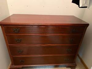 Cherry Finish Dresser - 4-Drawer Chest with Brass Pulls
