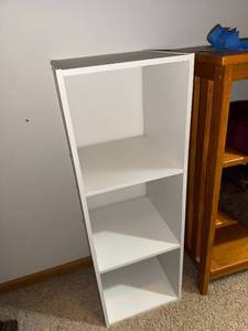 Bookcase - White Tall 4-Shelf, Narrow 40 in High, 12 in Deep, Adjustable Shelves