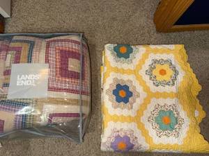 Queen Patchwork Comforter & Yellow Quilt (Lot of 2)