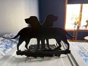 Metal Dog Bookends - Silhouette Pair, Black Steel Desk Decor