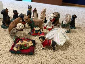 Assorted Christmas Dog Ornaments - Resin Dog Figurines With Santa