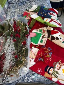Stockings - Assorted Christmas Stockings with Holiday Greens & Decor