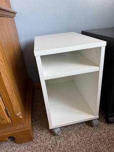 White 2-Shelf Mobile Storage Cart on Casters