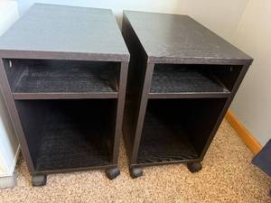 End Tables - Black Wood on Casters (Pair)