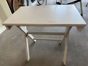 White Work Table with Lower Shelf - Compact GarageWorkshop Craft Table