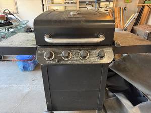 Char-Broil 4-Burner Gas Grill on Wheeled Cart with Side Shelf