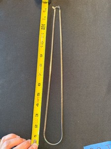 Hypo-Allergenic Silver Tone Herringbone Chain Necklace 26in Used