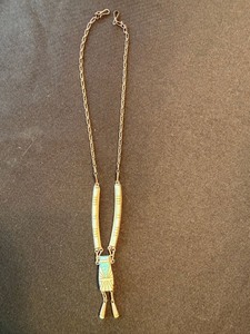 D. Luck Zuni Sterling Silver Opal Inlay Necklace 20.7g Vintage