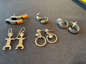 Vintage Sterling Silver Earrings Lot 5 Pairs Mixed Styles 38g Used