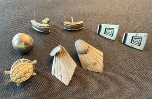 Vintage Modernist Sterling Silver Jewelry Lot Earrings Pin