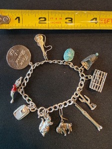 Vintage Sterling Silver Charm Bracelet 63-64 Teen Board 11 Charms