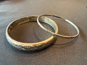 TAHE Sterling Silver Bangle Bracelet Lot 2 Southwestern 48g Used