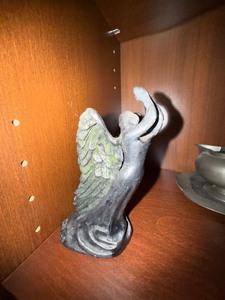 Angel Figurine Candle Holder Black Green Gothic Decor Used