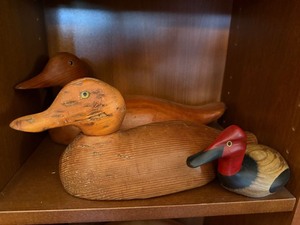 Lot of 4 Hand Carved Wooden Duck Decoys Folk Art Bird Carvings