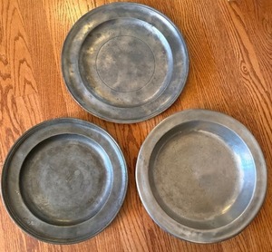 Antique Pewter Plates Set of 3 European Touchmarked ca. 1800
