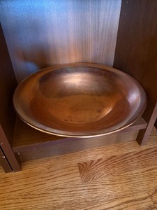 Vintage Copper Pedestal Centerpiece Bowl Wide Rim Serving Bowl