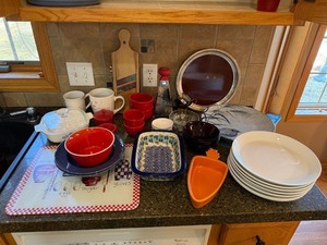 Mixed Kitchen Serveware Lot Polish Pottery Corning Ware Tray Bowls